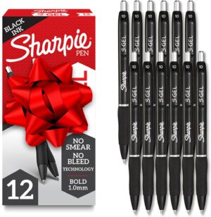 Sharpie S-Gel, Gel Pens, Bold Point (1.0mm), Black Ink, 12 Count - Writing, Journaling, Note-Taking, College, Teacher Supplies, Office, Back to School
