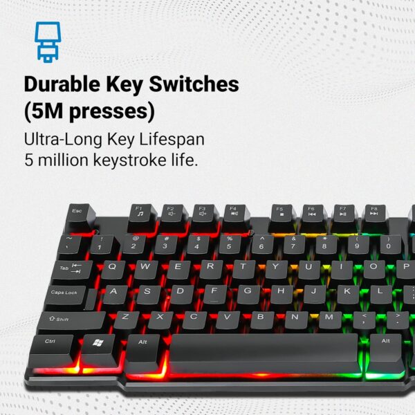 MANHATTAN RGB LED USB Gaming Keyboard - Full Size, Rainbow Backlight, Spill-Resistant, Quiet Keystrokes, 12 Multimedia Function Keys, for Computer, PC, Desktop, Gamer – 3 Yr Mfg Warranty - 180603