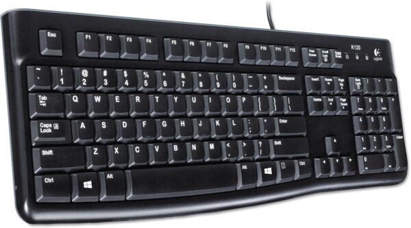 81EVFgXKNYL._AC_SL1500_.jpg Logitech K120 Wired Keyboard for Windows, Plug and Play, Full-Size, Spill-Resistant, Curved Space Bar, Compatible with PC, Laptop - Black