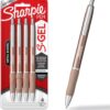 Sharpie S-Gel Gel Pens Sleek Metal Barrel Champagne Medium Point (0.7mm) Black Ink 4 Count