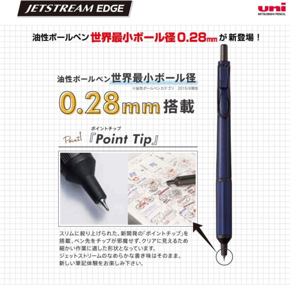 Uni Jetstream EDGE 0.28mm Oil-based Ballpoint Pen, White Red Body (SXN100328W.15), Black