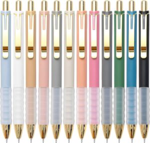 Linbsunne Ballpoint Pens Black Medium Point 1mm Pen with Super Linbsunne Ballpoint Pens Black Medium Point 1mm Pen with Super Soft Grip Ball Point Pen for Men Women Retractable Pens (gold-12 pcs)