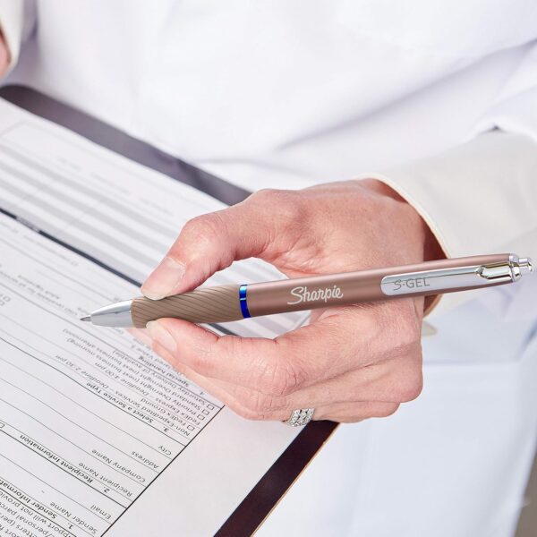 Sharpie S-Gel Gel Pens Sleek Metal Barrel Champagne Medium Point (0.7mm) Black Ink 4 Count