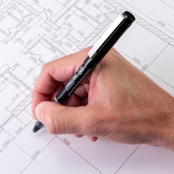 Pilot Precise V5 Rollerball Pens, Extra Fine Point 0.5 mm Black Pens, Black, Pack of 12 - Ideal for School, Journaling & Office Writing