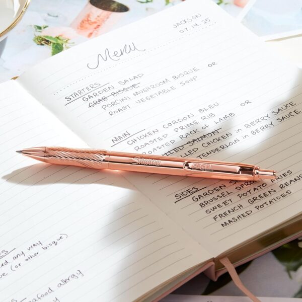 81Tl9Th21FL._AC_SL1500_.jpg Sharpie S-Gel, Gel Pen, Copper Metal Body, Medium Point (0.7mm), Black Ink, Includes 2 Pens and 2 Additional Ink Refills