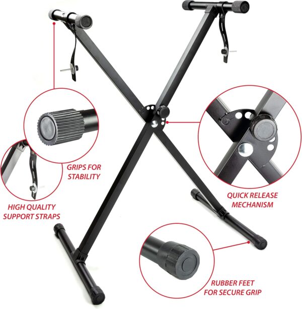 81XUkyBiW9L._AC_SL1500_.jpg RockJam 61 Key Keyboard Piano Stand With Pitch Bend Kit, Piano Bench, Headphones, Simply Piano App & Keynote Stickers