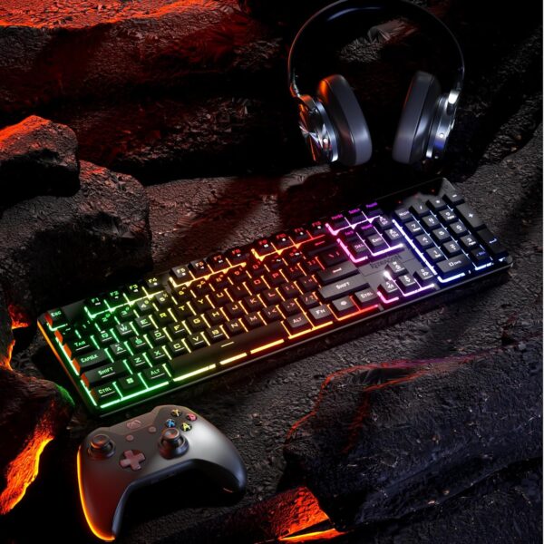 81cPqrcX-EL._AC_SL1500_.jpg Redragon K521 Upgrade Rainbow LED Gaming Keyboard, 104 Keys Wired Mechanical Feeling Keyboard with Multimedia Keys, One-Touch Backlit, Anti-Ghosting, Compatible with PC, Mac, PS4/5, Xbox