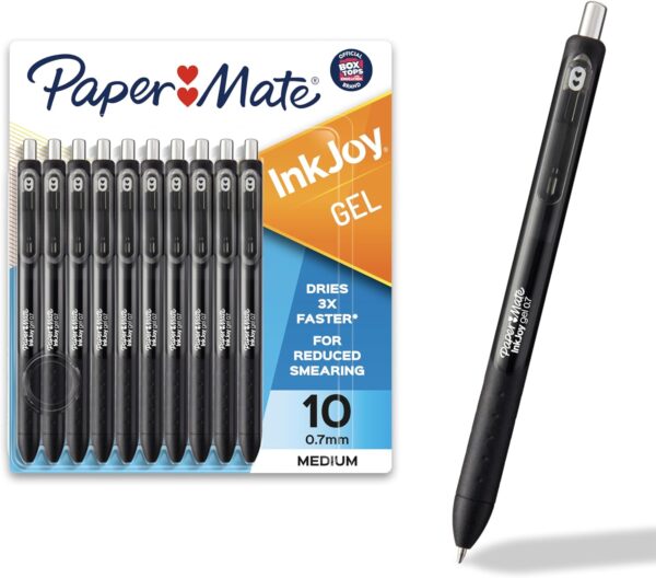 Paper Mate InkJoy Black Gel Pens Medium Point (0.7 mm) Paper Mate InkJoy Black Gel Pens Medium Point (0.7 mm) Comfort Grip 10 Count Fast Dry Ink Ideal for Smooth Writing