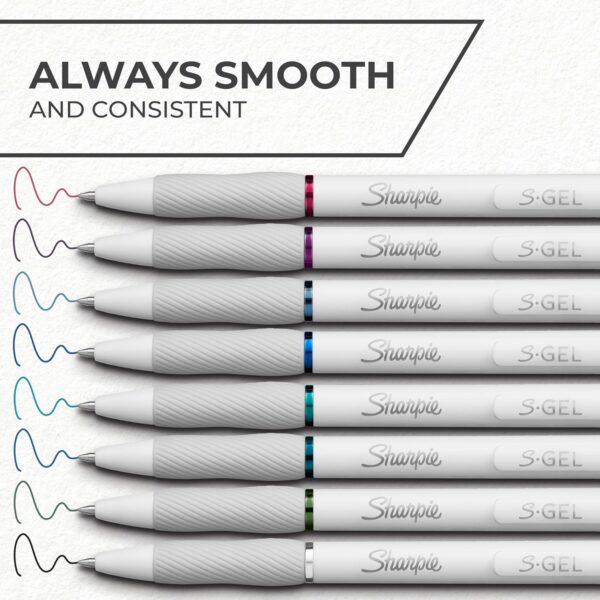 Sharpie S-Gel Pens, Fashion Barrel Gel Pens, Pearl White Body, Medium (0.7mm) Point, Bold Ink Colors, 12 Count