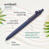 uni-ball Zento Gel Ink Rollerball Pens, 4 Black Medium Point Smooth Writing Pens, Colored Japanese Pens, Muted Colors