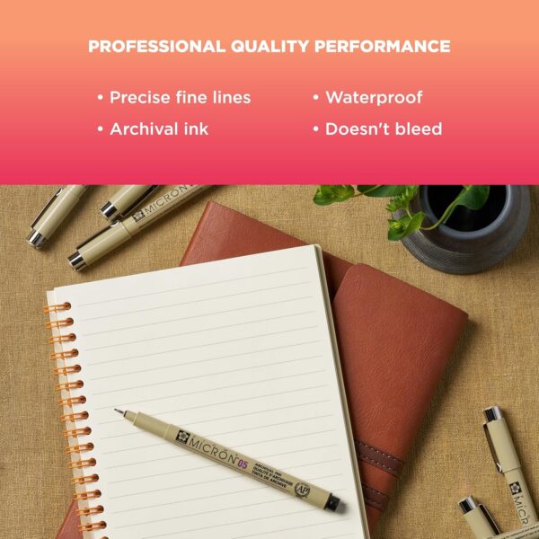913pADx1ijL._AC_SL1500_.jpg SAKURA Pigma Micron Fineliner Pens - Archival Black Ink Pens - Pens for Writing, Drawing, or Journaling - Assorted Point Sizes - 6 Pack