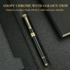 BEILUNER Ballpoint Pens, Stunning Black Chrome Metal Pen with Golden Trim, Best Ball Pen Gift Set for Men & Women, Professional, Executive, Office, Nice Pens-Gift Box with 0.5mm Black Extra Refill