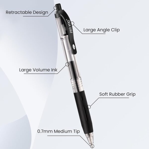 1768004795_61QA7hrQVwL._AC_SL1500_.jpg ParKoo Black Gel Pens, 70 Pack Quick Dry Retractable Medium Point 0.7mm Rollerball Gel Ink Pens Smooth Writing with Comfort Grip for School Office Home