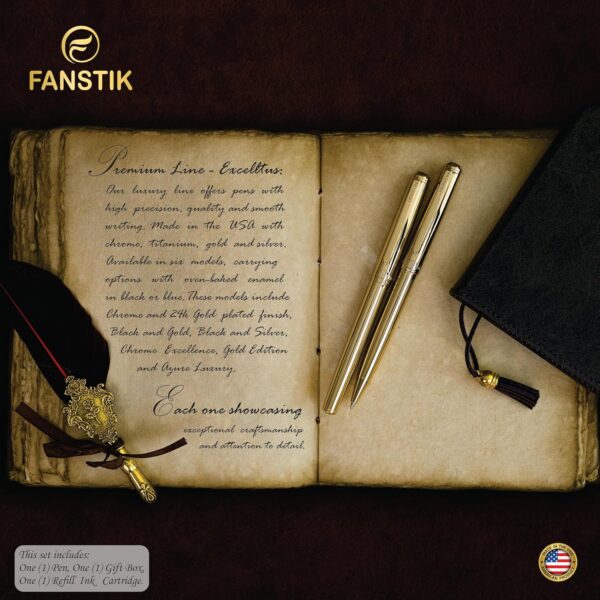 Customized Gold Luxury ballpoint pen, fancy gift set for women, Real 24K Gold Plating, Professional executive pen gift set for men (Lux Custom-BallPoint Gld)