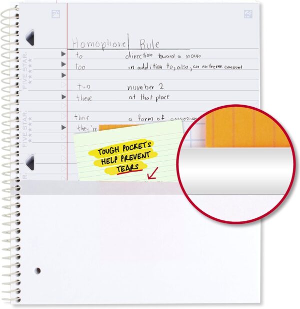 Five Star Spiral Notebook + Study App, 2 Pack, 1 Subject, Wide Ruled, 8" x 10-1/2", 80 Sheets, Fights Ink Bleed, Water Resistant Cover, Pastel Waves and Brush Strokes (930210F-ECM)