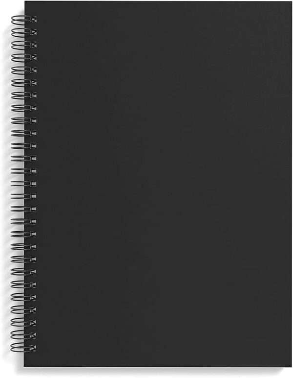 TRU RED Medium Soft Cover Meeting Notebook, Black - Ruled, Spiral, 80 Sheets, Durable Wirebound, Interior Pocket, Thick Premium Paper