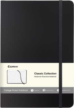 Comix Lined Journal Notebook for Women Men, Journaling Notebooks for Comix Lined Journal Notebook for Women Men, Journaling Notebooks for Office School Home, 240 Pages, 5.5" x 8.3", College Ruled, A5, Hardcover, Black