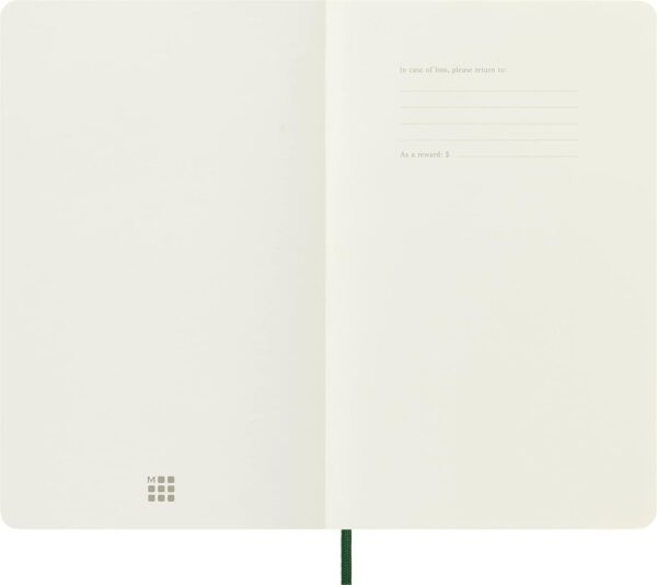 Moleskine Classic Notebook, Soft Cover, Large (5" x 8.25") Plain/Blank, Myrtle Green, 192 Pages