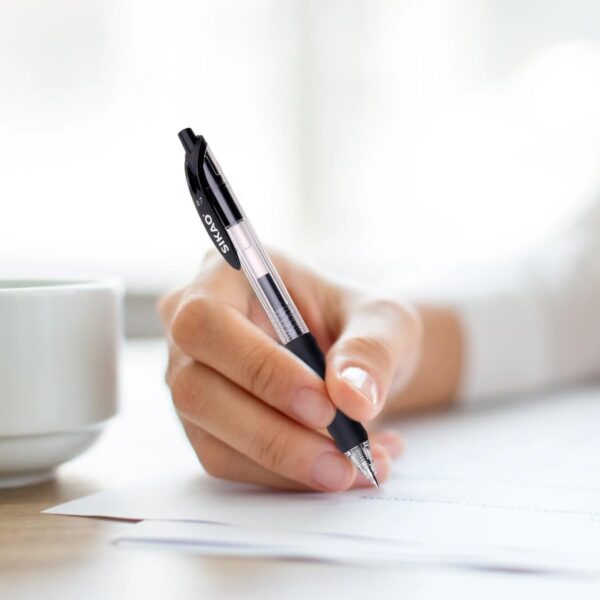 Black Gel Pens Bulk 30 Pack + 12 Refills, Black Ink 0.7mm Fine Point Smooth Writing No-Smudge, Gel Ink Pens Black with CLOUD TOUCH GRIP, Retractable Click Pens for Office, School, Teachers & Servers