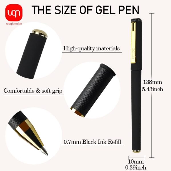 WQN WUQIANNIAN 8 Pack Gel Pens for Women Men, 0.7mm Quick Drying Bullet-point Black Ink Pens, Smooth Writing Pens for Note-Taking, Office School Supplies, Gifts.