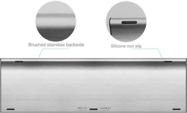 Arteck HB192 Universal Bluetooth Keyboard Multi-Device Stainless Steel Full Size Wireless Keyboard for Windows iOS Android Computer Desktop Laptop Surface Tablet Smartphone Rechargeable Battery