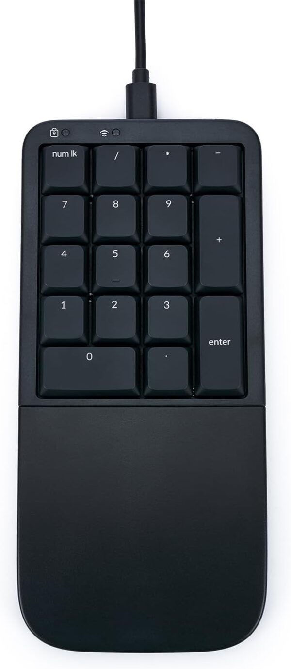 KINESIS Mechanical Keypad LP Numeric 10-Key for Mac & PC | Wired & Wireless Mode | Quiet Linear Mechanical Switches | Programmable | Ergonomic Palm Support | Backlit