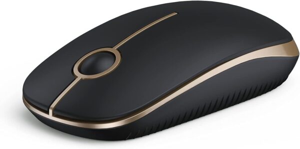 VssoPlor Wireless Mouse, 2.4G Slim Portable Computer Laptop Mouse with VssoPlor Wireless Mouse, 2.4G Slim Portable Computer Laptop Mouse with Nano Receiver Quiet Silent Optical Mice for Notebook, PC, Laptop, Computer-Black and Gold