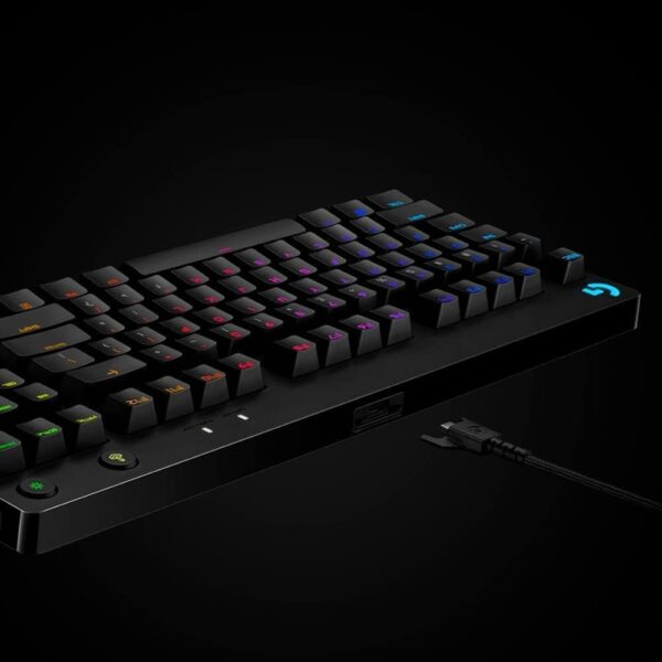 Logitech G Pro TKL Mechanical Wired Gaming Keyboard GX Blue Clicky Switch and LIGHTSYNC RGB Backlit Keys, 12 programmable F-key macros, Black - 920-009388 (Renewed)