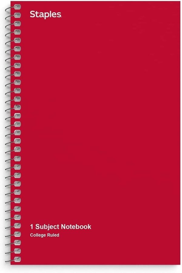 51w4ukw5waL._AC_SL1500_.jpg STAPLES Spiral Notebooks - College-Ruled, 1-Subject, 80 Sheets, Durable Wirebound, Assorted Colors, Pack of 3