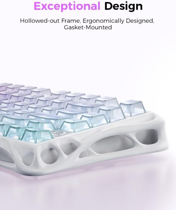 61W8-G43YL._AC_SL1500_.jpg GravaStar Mercury K1 Lite 75% Gaming Keyboard, 2.4GHz/BT/Wired Tri-Mode Wireless Keyboard, Gasket Hot Swappable Mechanical Keyboard, Pre-lubed Linear Switches, RGB Backlit (Crystal Aurora)