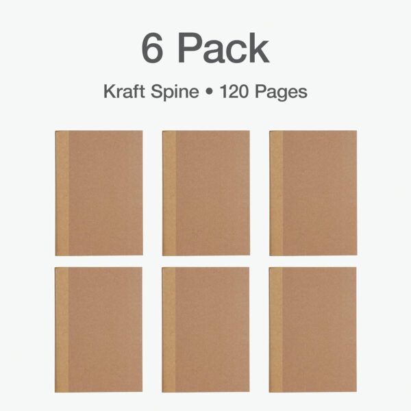 Oxford Composition Notebook 6 Pack,Notebooks for School, School Supplies, School Journal, Comp Book, College Ruled Paper, 5.75 x 8 Inches, Small Size, 60 Sheets, Kraft Covers (63831)
