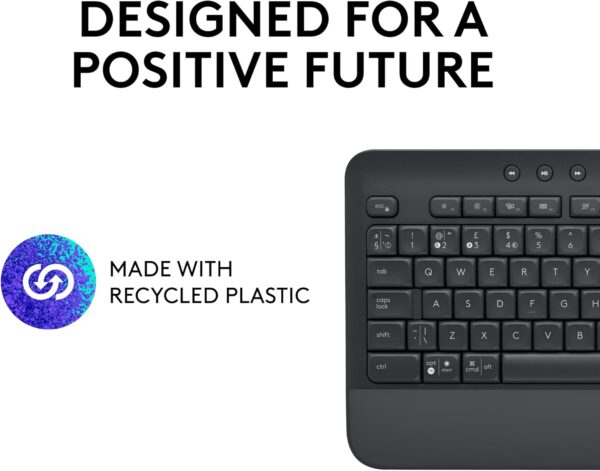 611WB5KUu2L._AC_SL1500_.jpg Logitech Signature K650 Comfort Full-Size Wireless Keyboard with Wrist Rest, BLE Bluetooth or Logi Bolt USB Receiver, Deep-Cushioned Keys, Numpad, Compatible with Most OS/PC/Window/Mac - Graphite