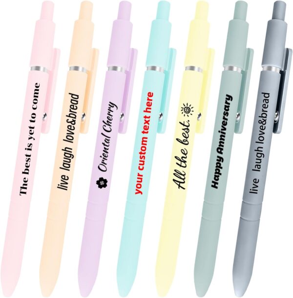 GigaGlow Custom Gel Pens 7-Pack 0.5mm Black Fine Point – Personalized Text/Logo/Image, Smooth Premium Writing for Journaling/Note-Taking/Office/School, Multiple Colors
