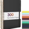 Forvencer Lined Spiral Journal Notebook with 300 Numbered Pages, B5 College Ruled Thick Journals for Writing with 100GSM Paper, Hardcover Notebooks with Contents for Work, School, Women, Men, Black