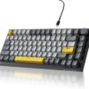 Ajazz AK820 75% Wired Gasket Mechanical Gaming Keyboard with Volume Knob - South Facing LED - PBT Keycaps - Programmable RGB Hot Swap Keyboard