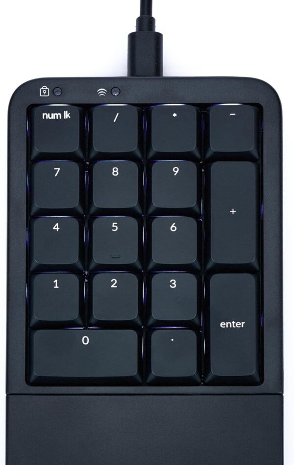 KINESIS Mechanical Keypad LP Numeric 10-Key for Mac & PC | Wired & Wireless Mode | Quiet Linear Mechanical Switches | Programmable | Ergonomic Palm Support | Backlit