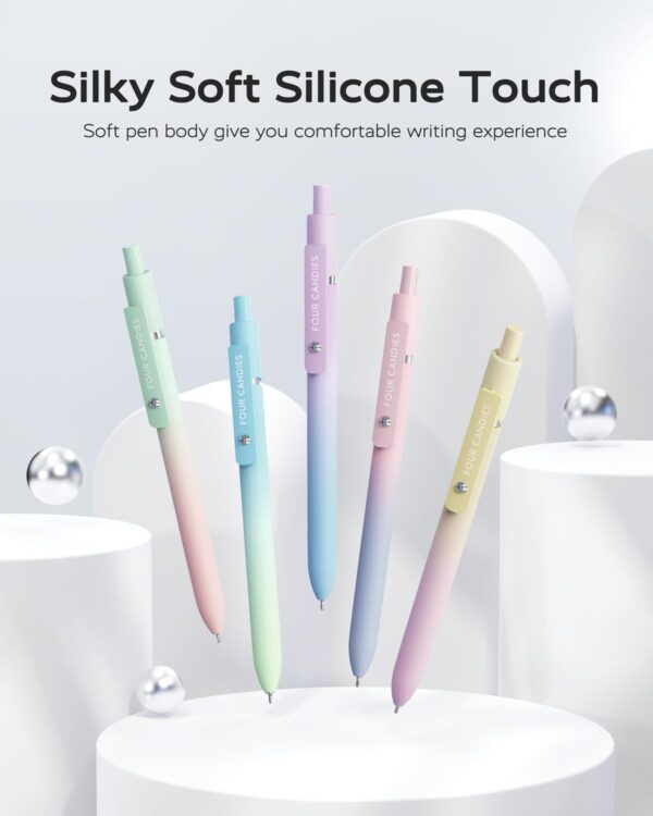 Four Candies Gel Pens, 5 Pcs 0.7mm Quick Dry Black Ink Pen Fine Point Smooth Writing Unique Pen, Office Home School Supplies Essentials Fun Pretty Cute Pens Gifts for Girl Women(Gradient)