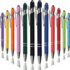 Oddmoal Ballpoint Pen with Stylus Tip, Soft Touch Click Metal Pen, 1.0mm Medium Point, Black Ink, 12 Count(Mixed Color)