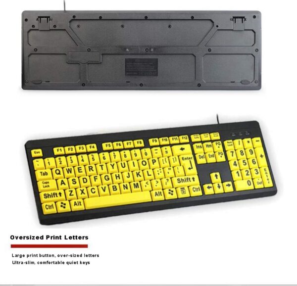 6151coQs7JL._AC_SL1001_.jpg BOOGIIO Large Print Computer Keyboard, Wired USB High Contrast Keyboard with Oversized Print Letters for Visually Impaired Low Vision Individuals (Yellow+Black)