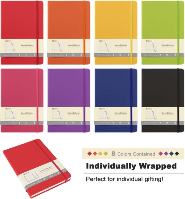 616h-InVXL._AC_SL1500_.jpg Comix 8 Pack Lined Journal Notebooks for Work, 240 Pages, 5.5"x8.3", Hardcover, A5 Medium College Ruled, Journaling Notebooks for Notes-taking, Fits for Office School Home