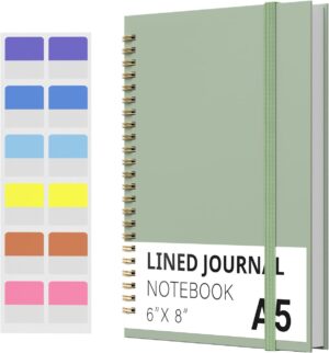 YDMADE Spiral Notebook, Hardcover Notebook for School & Work, Lined Journal Notebook for Men & Women,120 Pages A5 (6 “x8”) (Green)