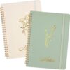 Joyberg Aesthetic Spiral Notebook, 2PCS Cute Notebook, 8.3" x 6" Notebook For Women, A5 Spiral Journal Notebook for Office/School/Home (Green & Beige)
