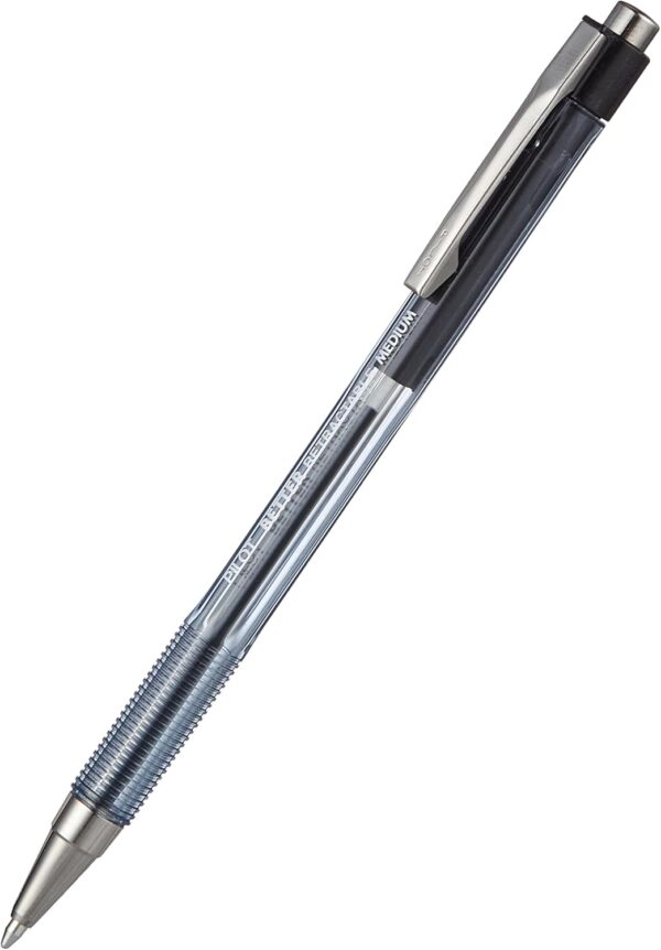 PILOT The Better Ball Point Pen Refillable & Retractable Ballpoint Pens, Medium Point, Black Ink, 12-Pack (30005)