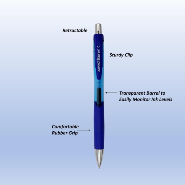 AKVINQ® Élan Gel Pens 12-Pack, 0.7mm Medium Point, Retractable Gel Ink Pen – Premium Chrome Finish, Blue Ink, Smudge-Resistant, Unique Comfort Grip, Office & School Writing (Blue)
