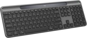 Logitech Signature Slim Solar+ Wireless Bluetooth Keyboard K980, Solar and Logitech Signature Slim Solar+ Wireless Bluetooth Keyboard K980, Solar and Artificial Light Powered, Up to 10 Years Battery Life, Customizable Keys - Graphite