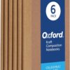 Oxford Composition Notebook 6 Pack,Notebooks for School, School Supplies, School Journal, Comp Book, College Ruled Paper, 5.75 x 8 Inches, Small Size, 60 Sheets, Kraft Covers (63831)