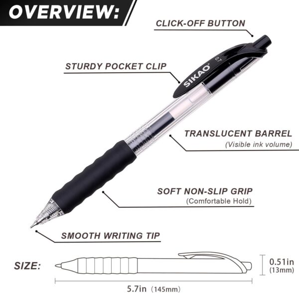 Black Gel Pens Bulk 30 Pack + 12 Refills, Black Ink 0.7mm Fine Point Smooth Writing No-Smudge, Gel Ink Pens Black with CLOUD TOUCH GRIP, Retractable Click Pens for Office, School, Teachers & Servers
