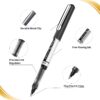 EYEYE Black Rollerball Pens 12 Pack, 0.7mm Medium Point Roller Ball Pen Quick Dry, Liquid Ink Pens Fine Point Smooth Writing Pen for Journaling, Note Taking, Office, School Supplies