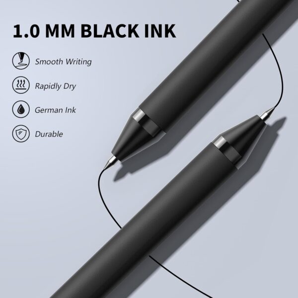 InkSlick 108 Pack Black Pens - Bulk Pens 1.0mm Medium Point Ballpoint Pens Smooth Writing No Bleed Retractable Black Ink Pen