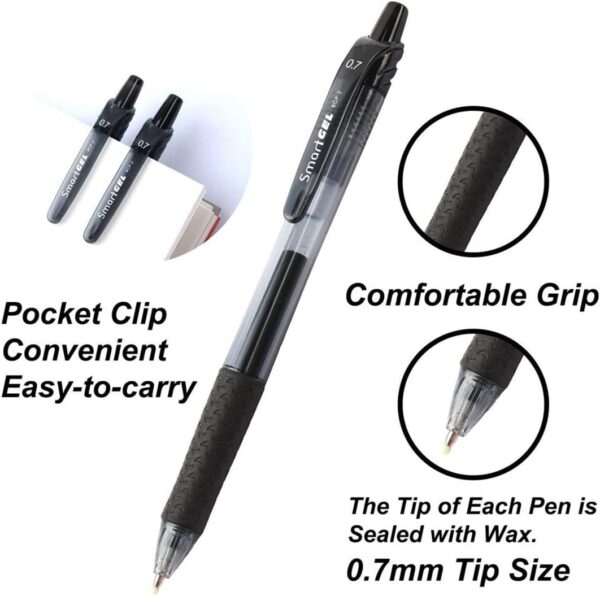 SmartGel Smart Color Art 45 Pack Black Gel Pens, Retractable Medium Point Gel Ink Pens, Smooth Writing, Comfort Grip, Unisex